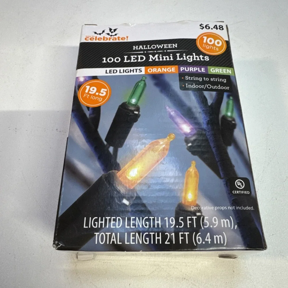Purple Green Orange Halloween Lights, 20FT 100 Mini Led
